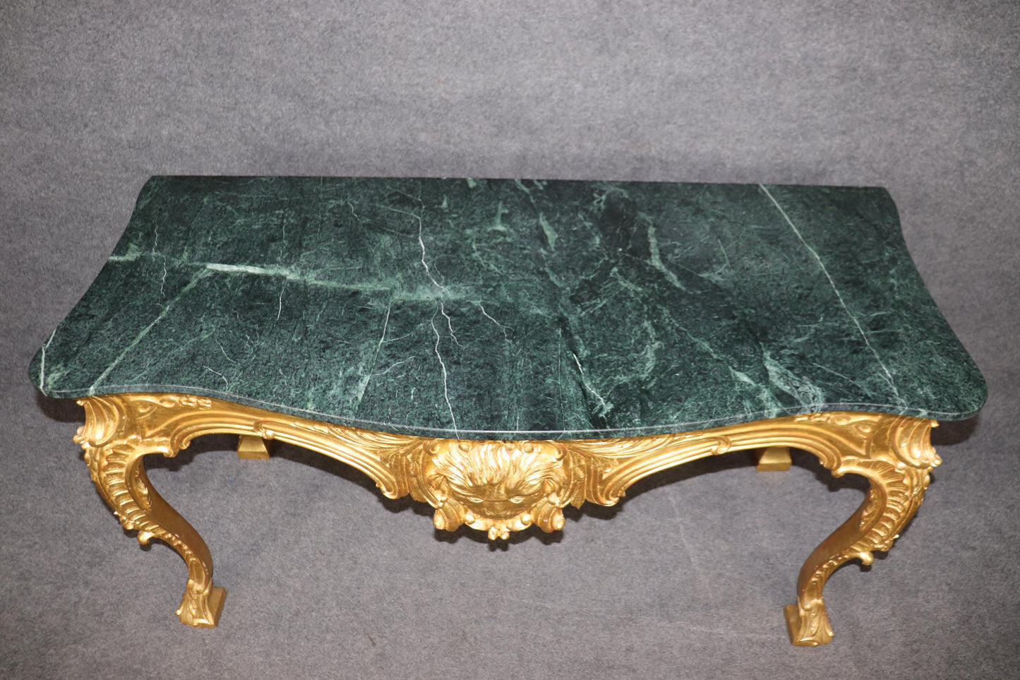 Bright Gilded Georgian Carved Walnut Marble Top Console Serving Table