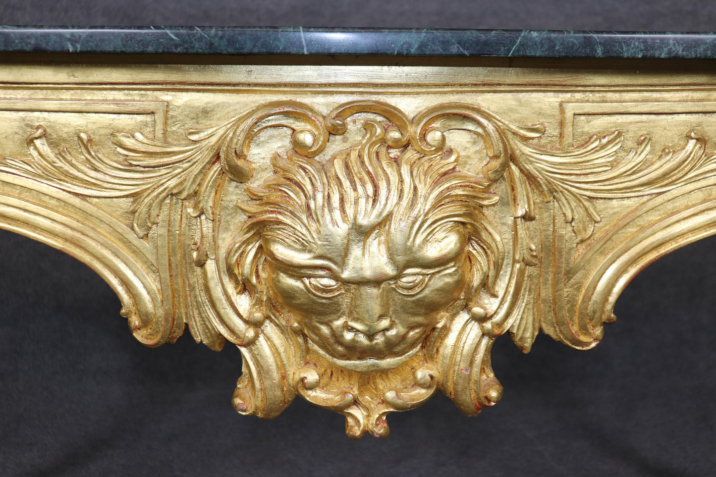 Bright Gilded Georgian Carved Walnut Marble Top Console Serving Table