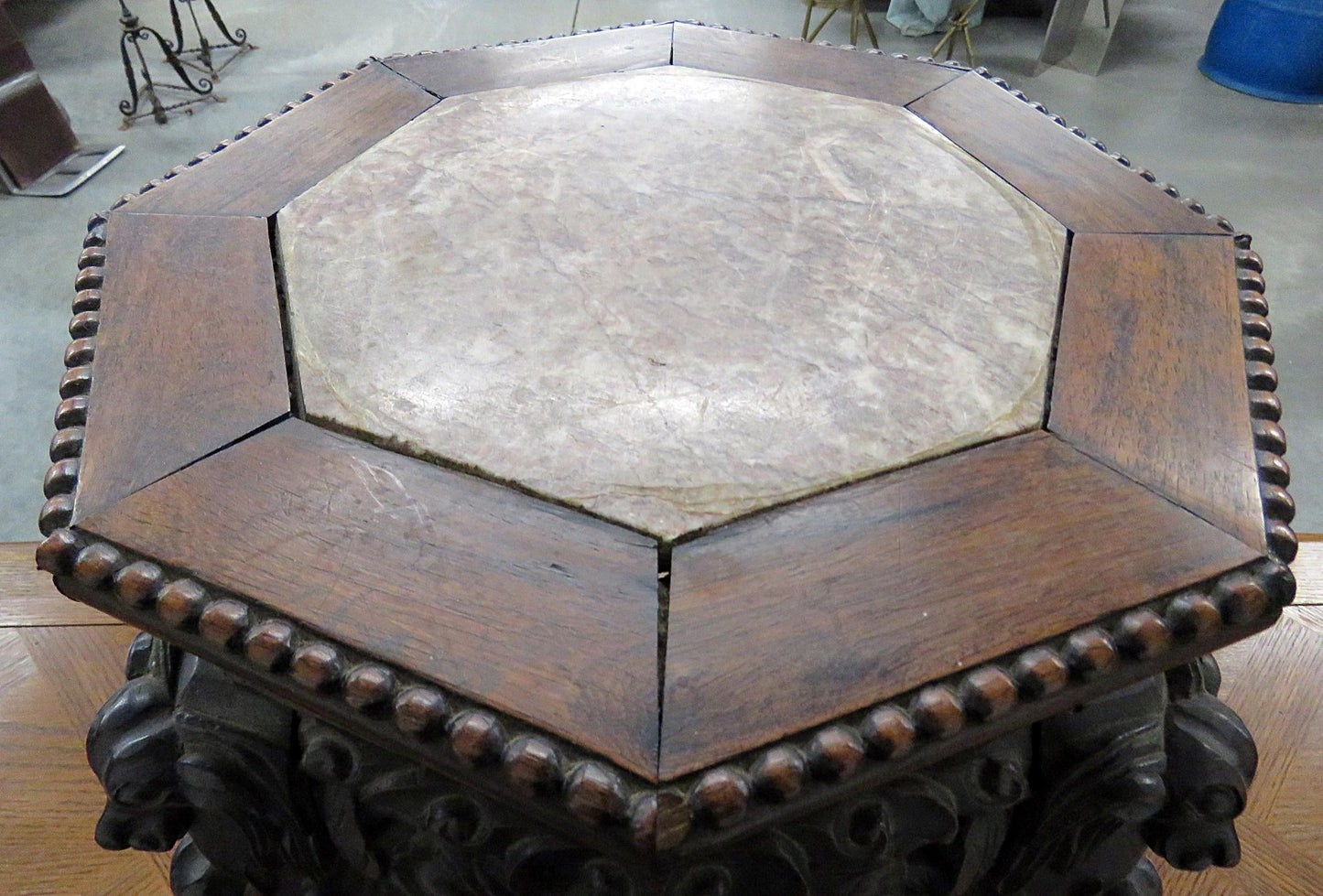 Chinese Inset Marble Top Taboret Plant Fern Stand