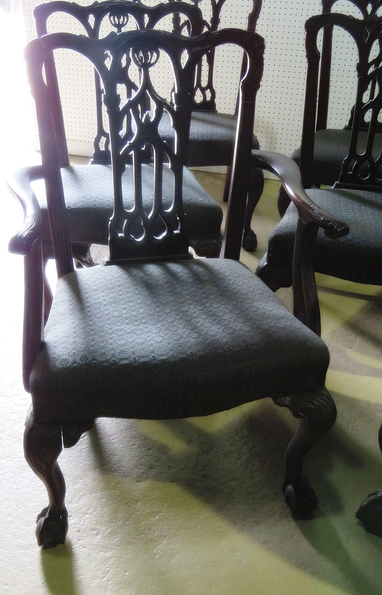 Set of Eight Chippendale Style Dining Chairs