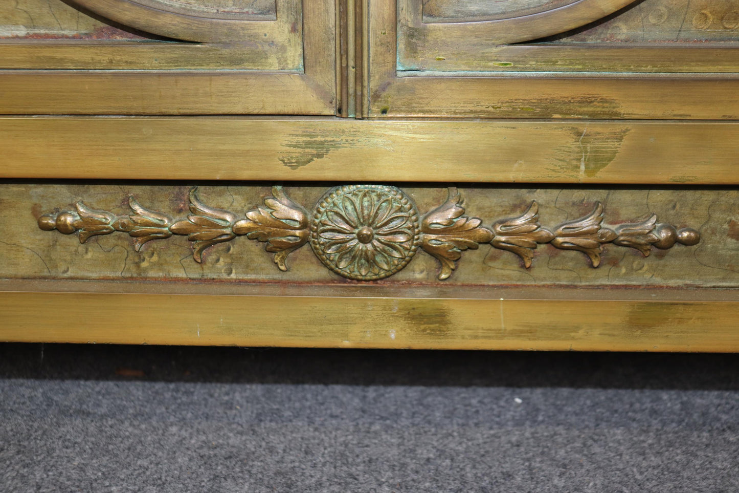 Extraordinary Solid Bronze French Marble Top Directoire Sideboard with Mirror