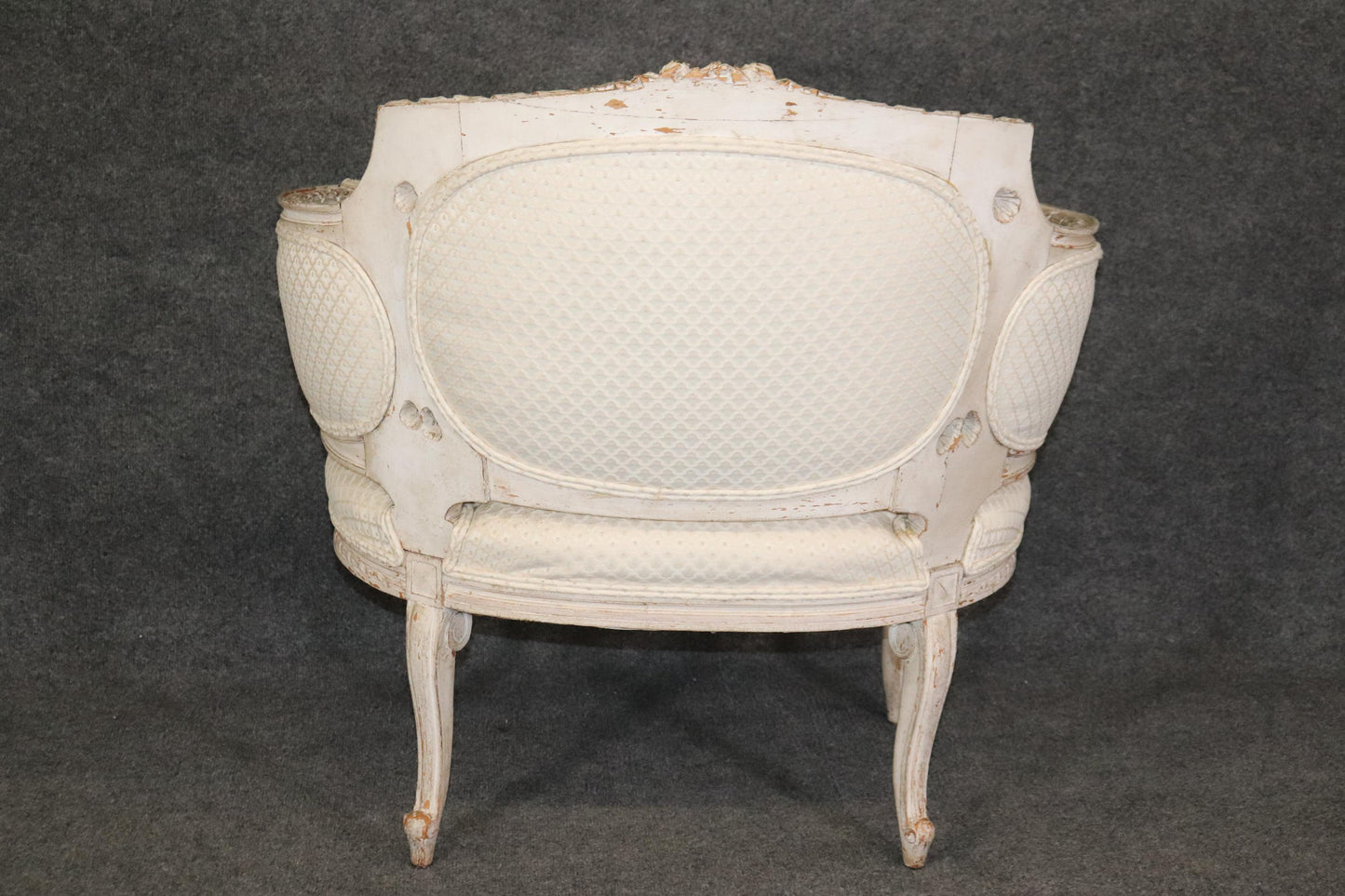 Rare French Louis XV Paint Decorated Corbielle Style Bergere Club Chair