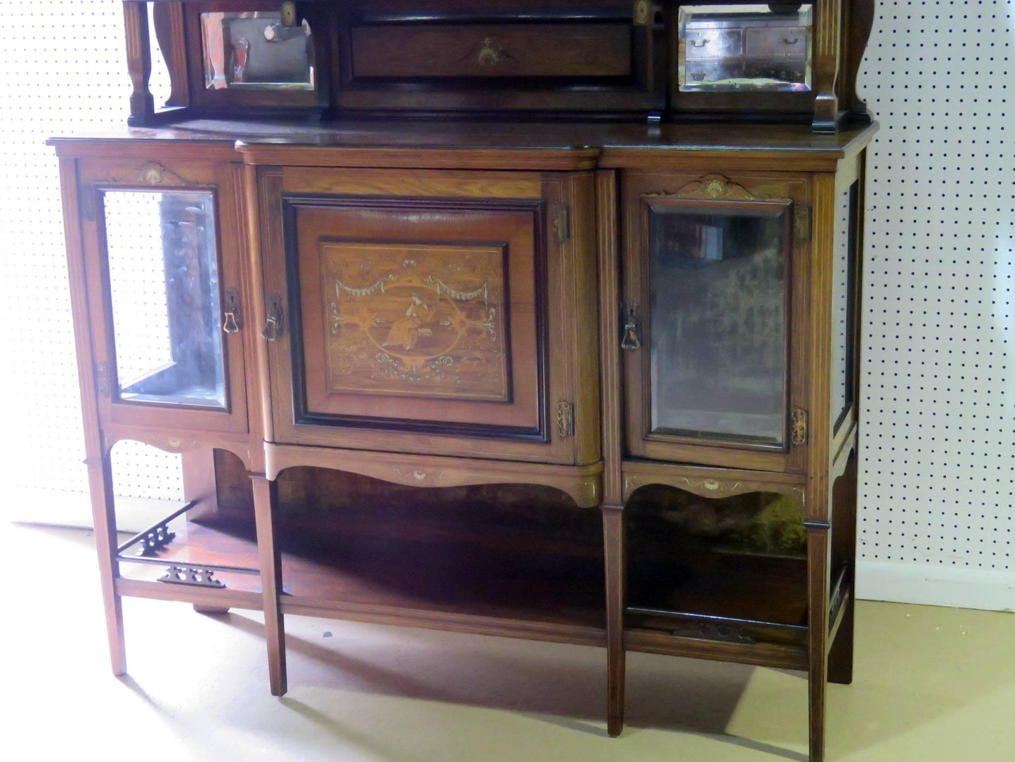 Edwardian Style Inlaid Sideboard with Superstructure