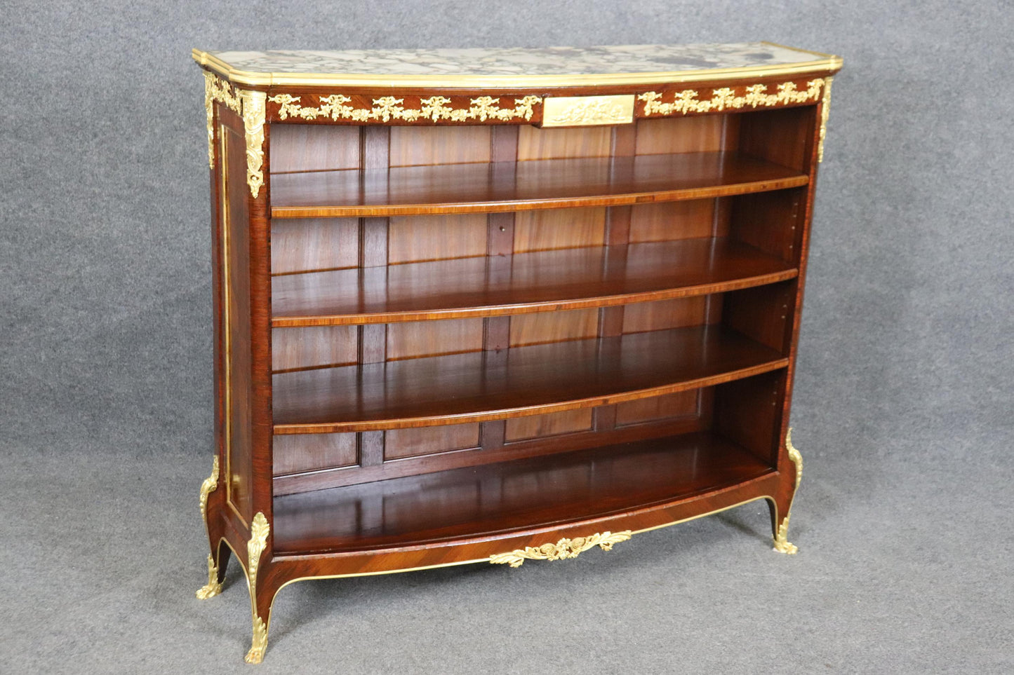 Fine Quality Francois Linke Attributed Dore' Bright Gilded Bronze Bookcase