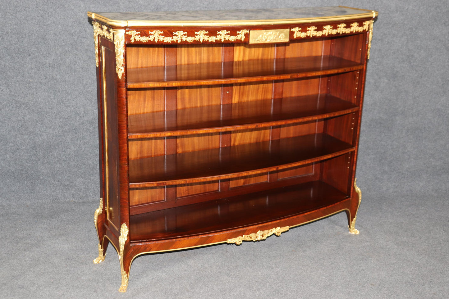 Fine Quality Francois Linke Attributed Dore' Bright Gilded Bronze Bookcase