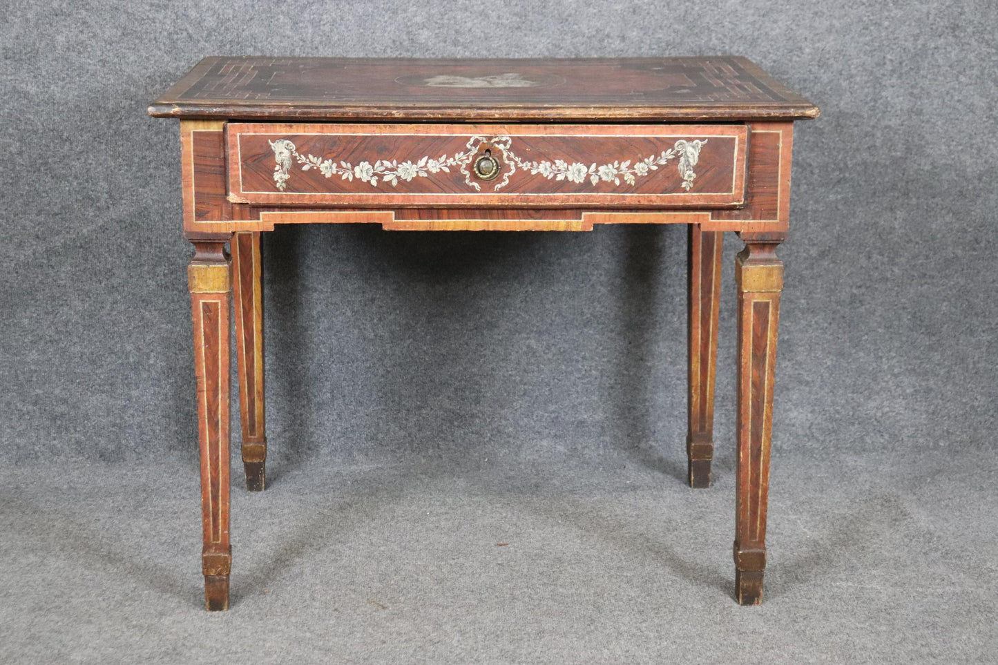 18th century Italian Paint Decorated Writing Desk with Drawer Circa 1760s