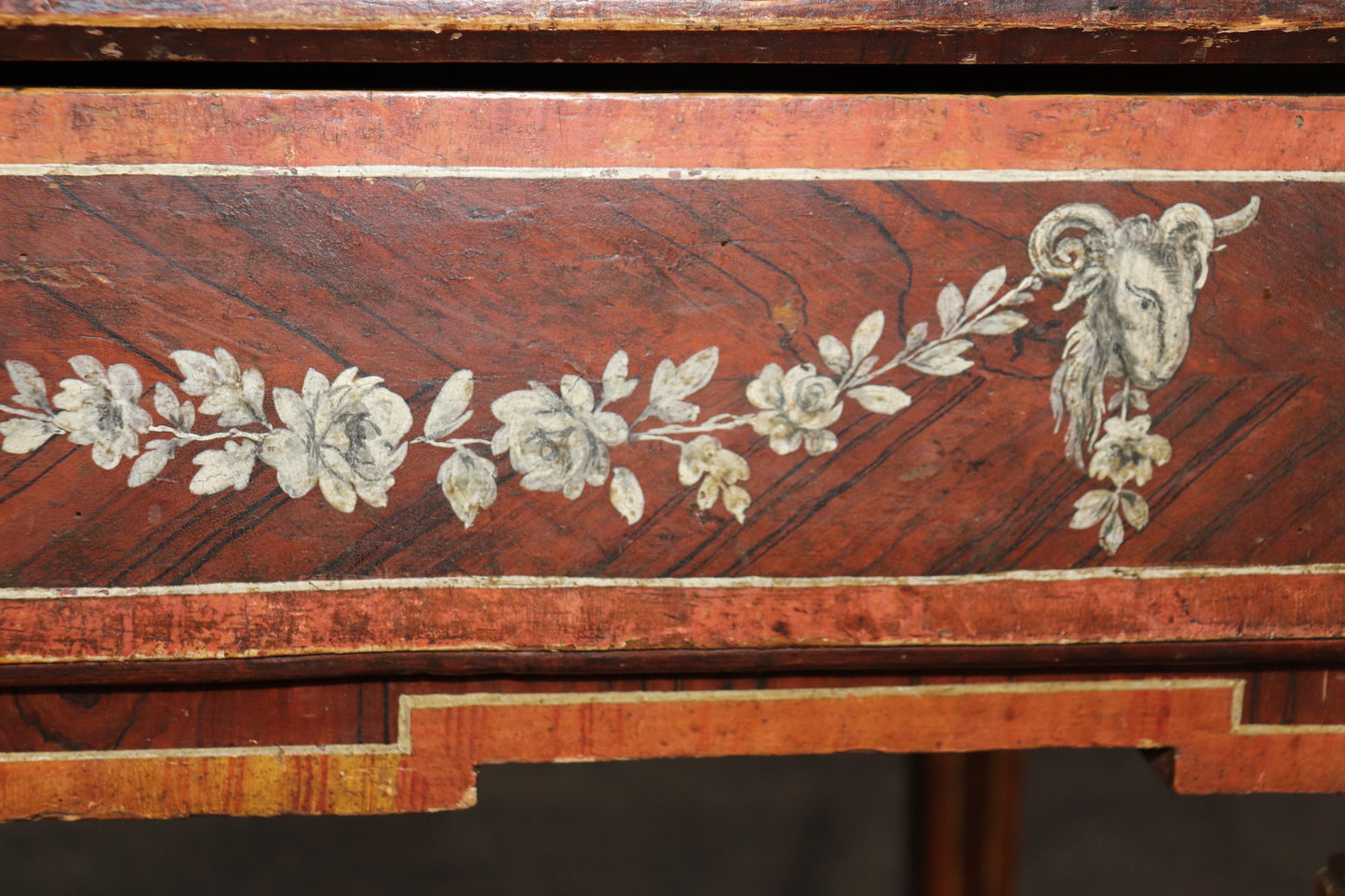 18th century Italian Paint Decorated Writing Desk with Drawer Circa 1760s