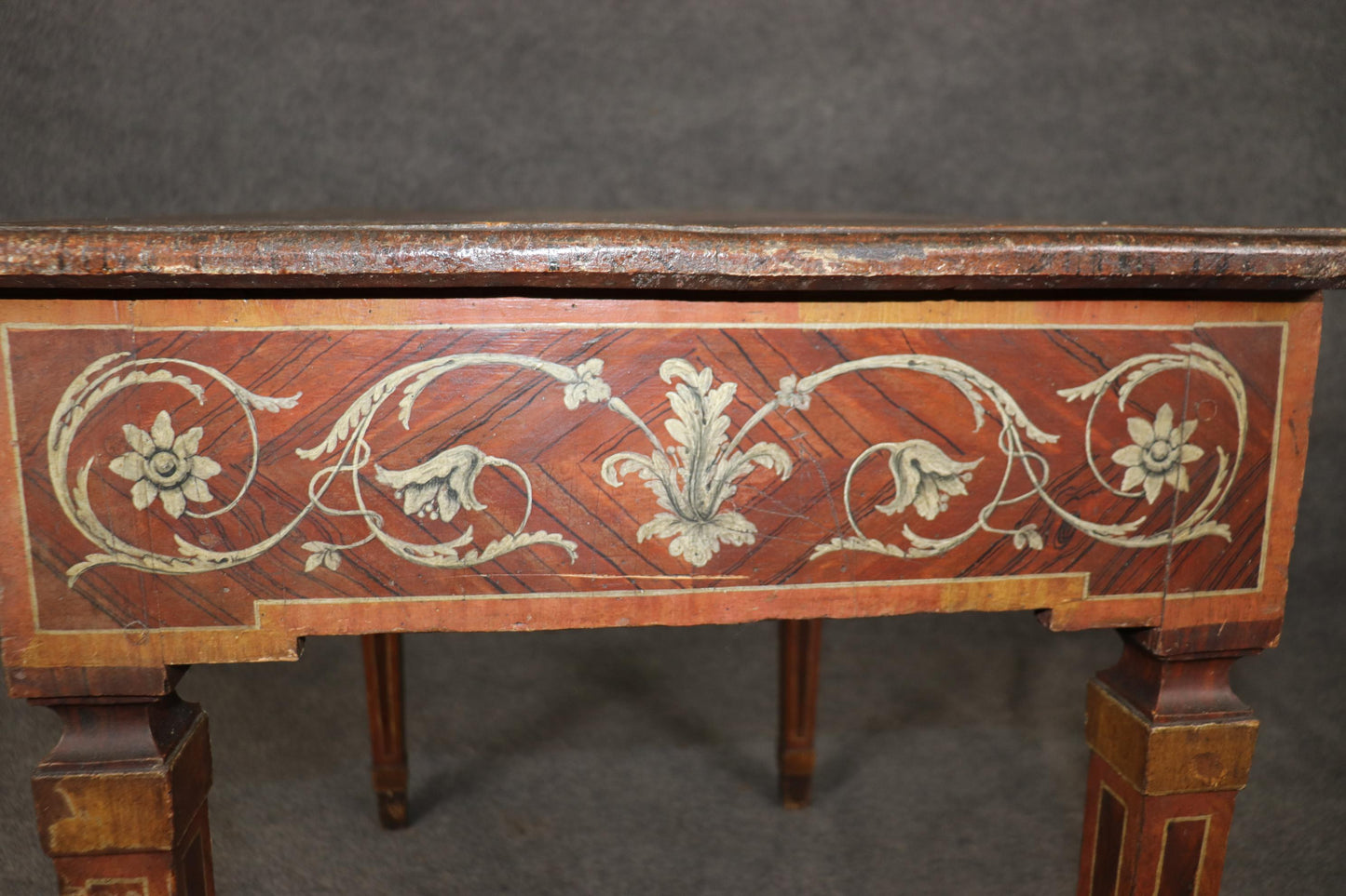 18th century Italian Paint Decorated Writing Desk with Drawer Circa 1760s