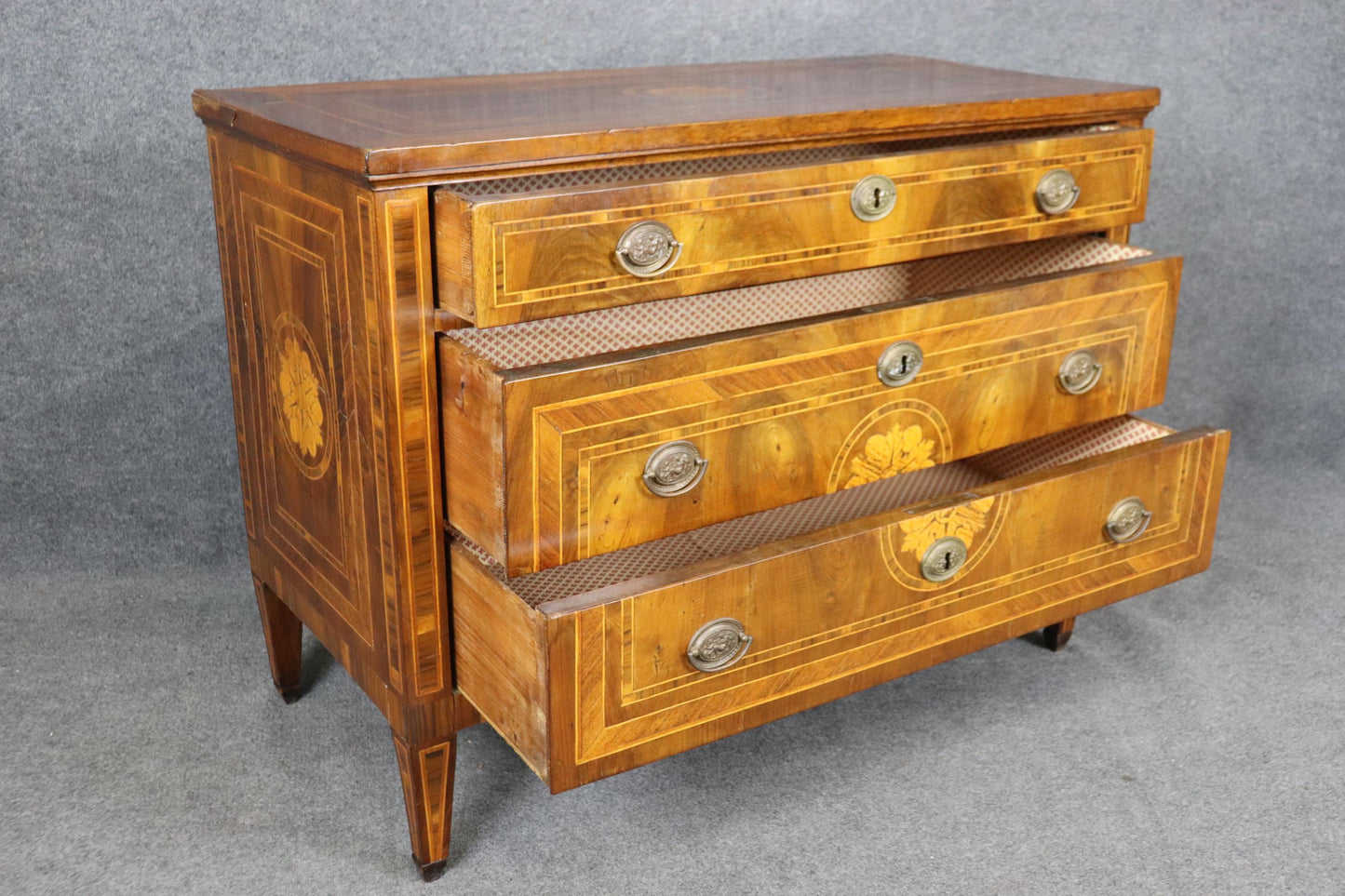 Fantastic 1850s era Italian Made Formal Walnut Directoire Style Commode