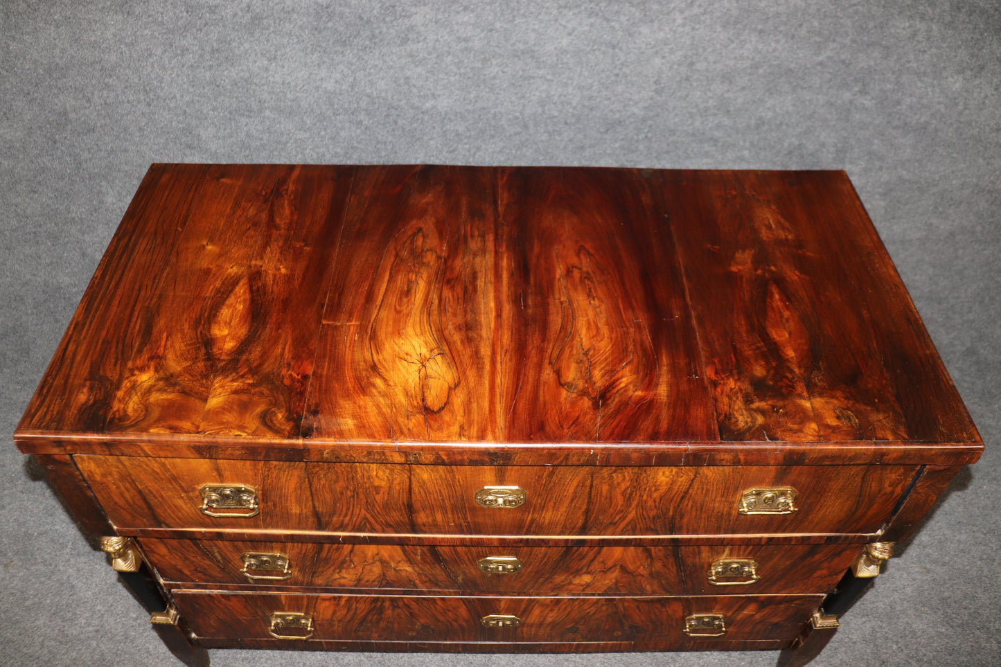 Superb Circassian Walnut Bronze French Empire 1780s Era Commode Dresser