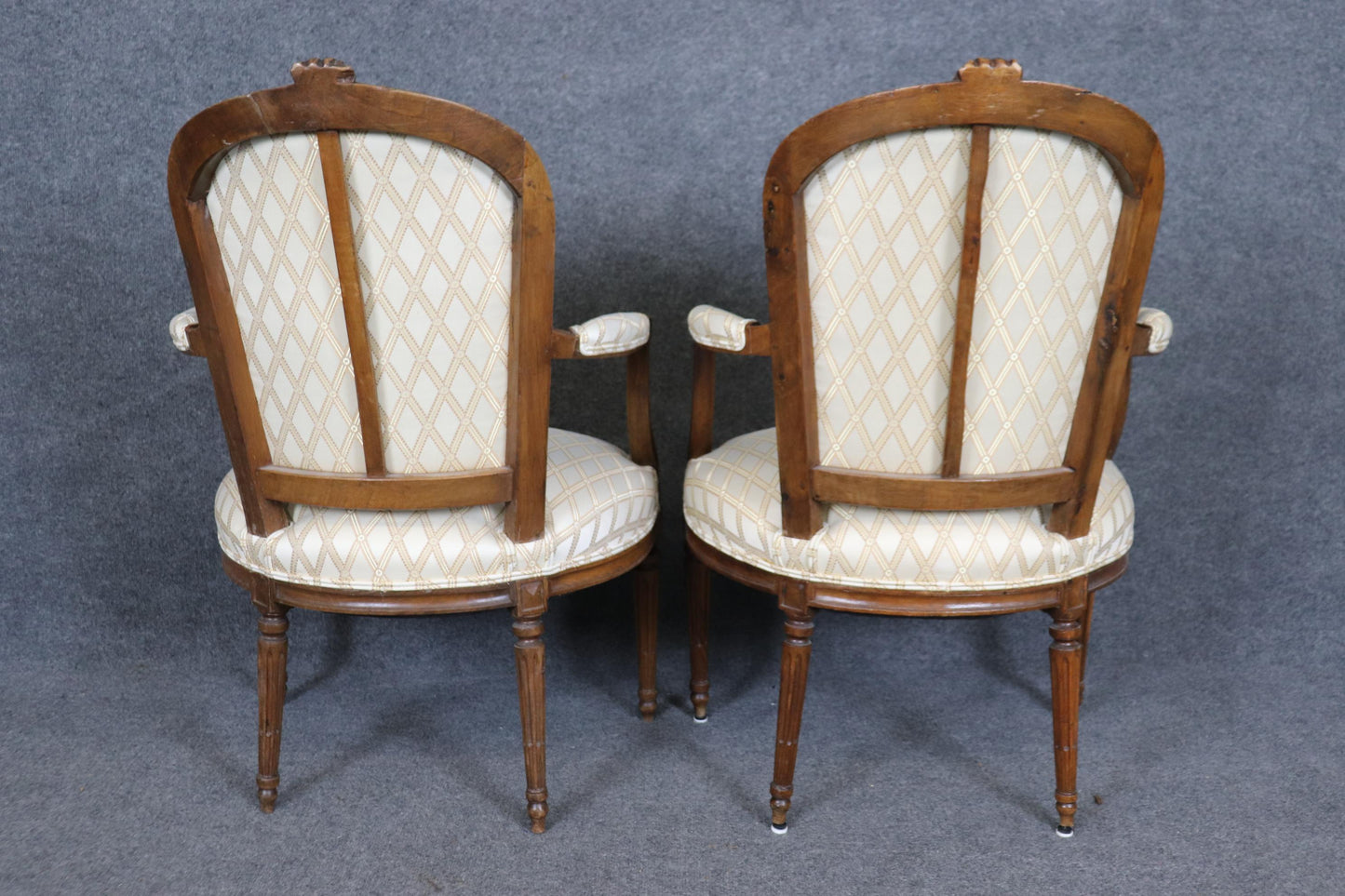 Pair of Louis XVI Style French Walnut Armchairs Circa 1930s era