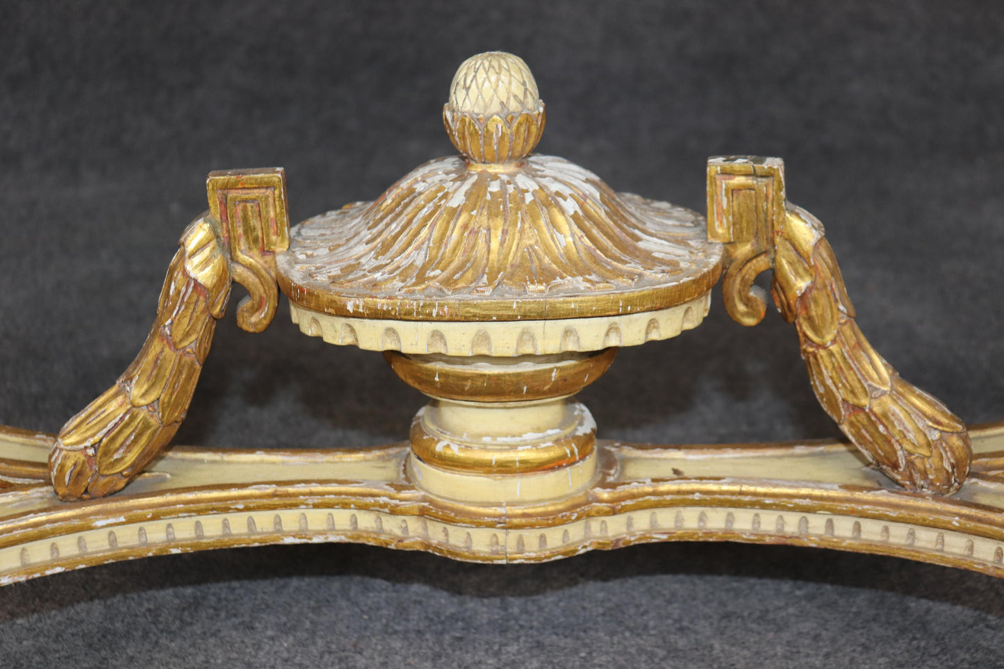 Fine Quality French Paint Decorated Giltwood Marble Top Louis XVI Console Table