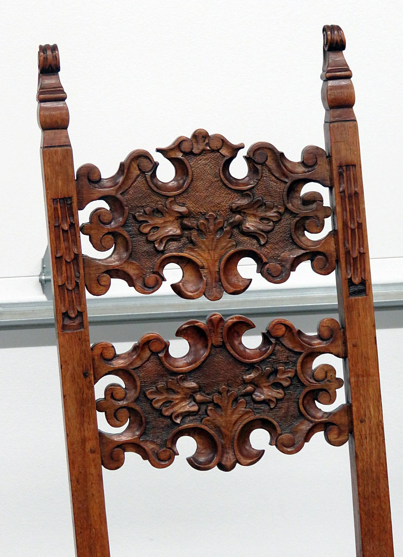 Pair of Antique Italian Provincial Carved Walnut Side Chairs