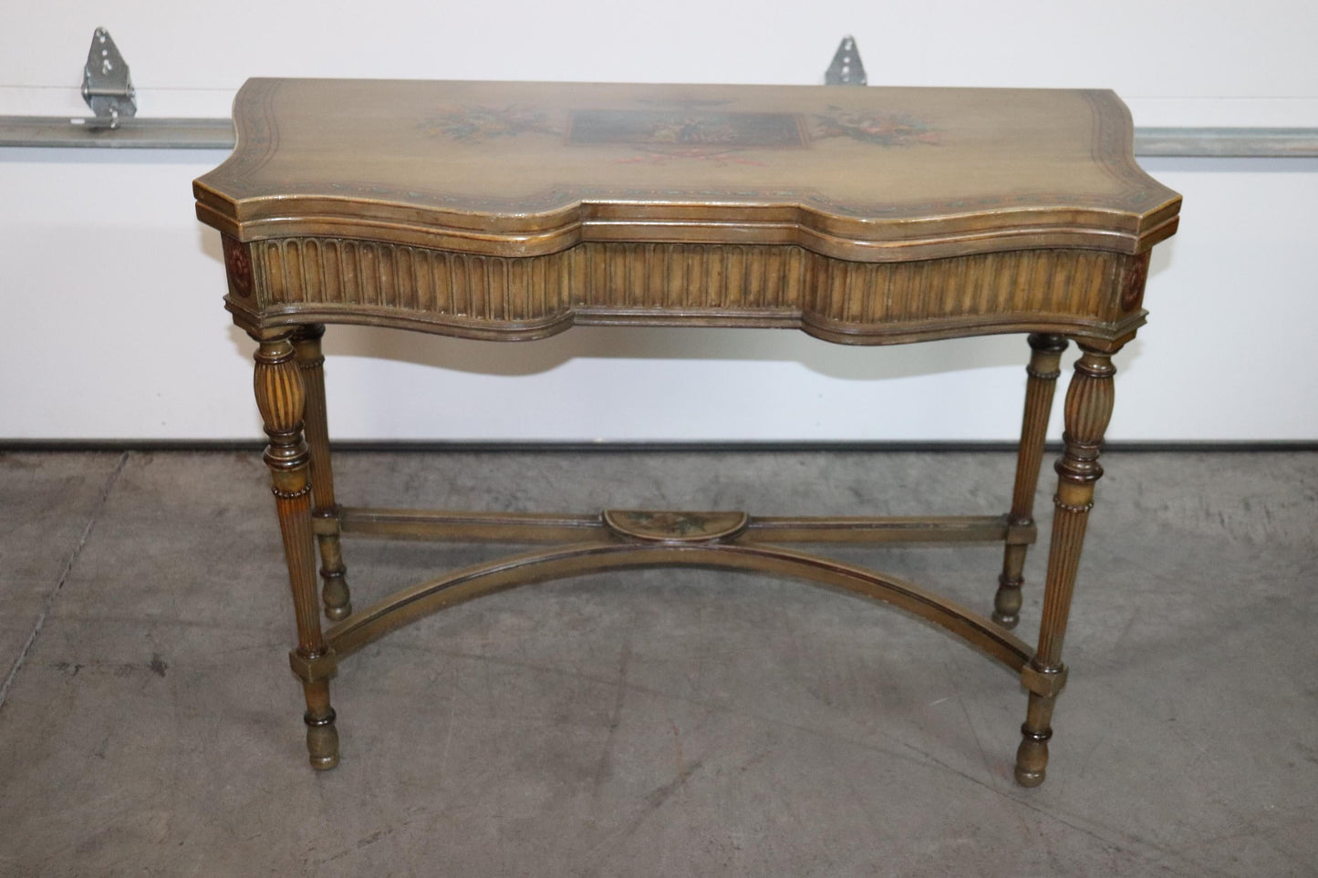 Adams Paint Decorated English Foliding Card Console Table, Circa 1890