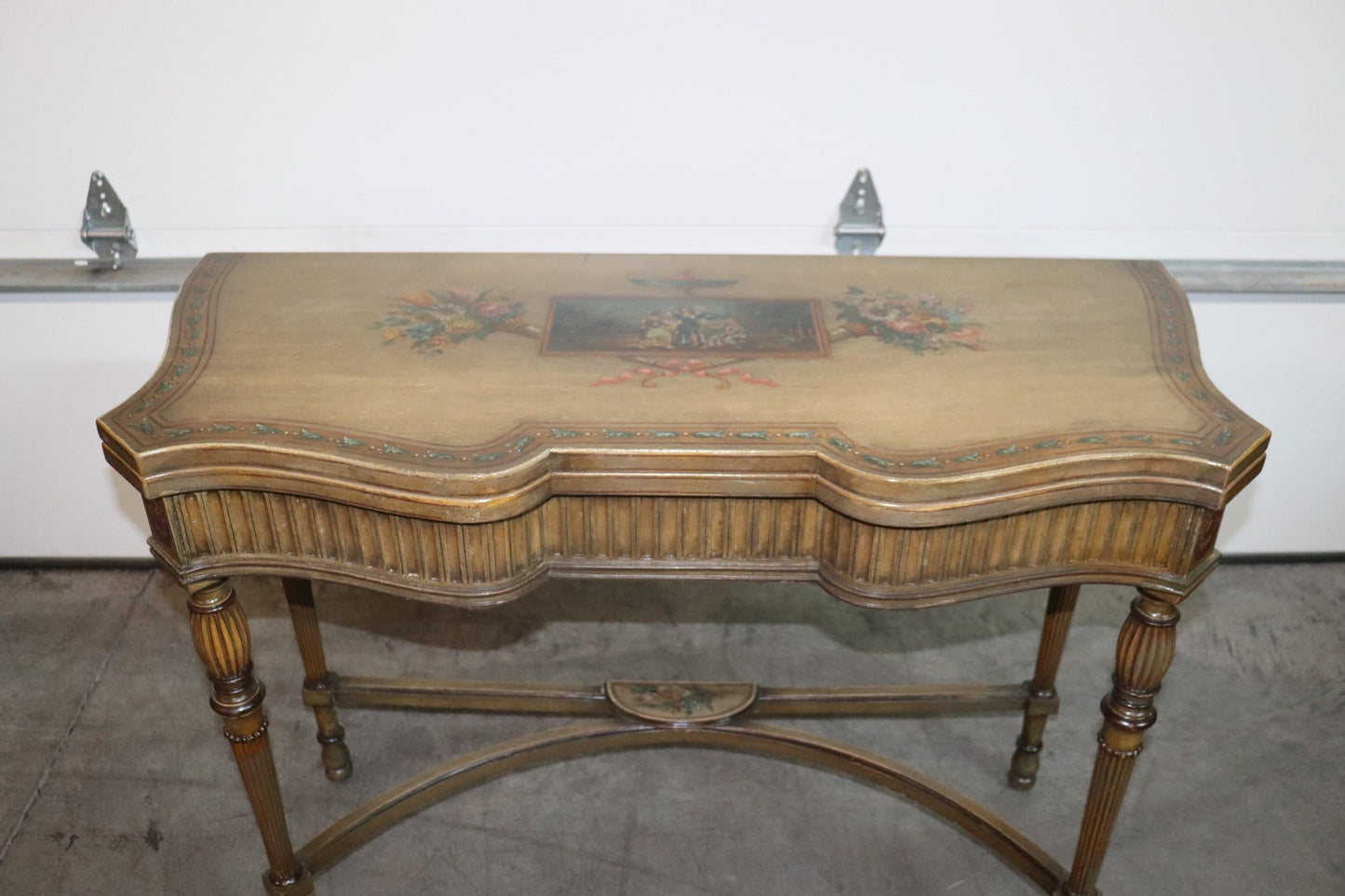 Adams Paint Decorated English Foliding Card Console Table, Circa 1890