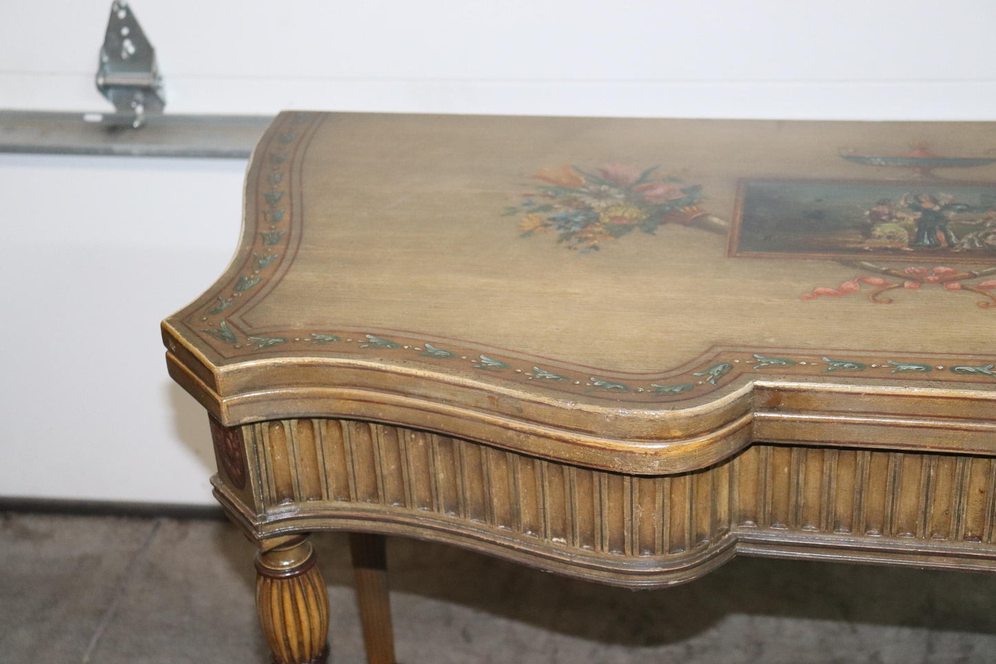 Adams Paint Decorated English Foliding Card Console Table, Circa 1890