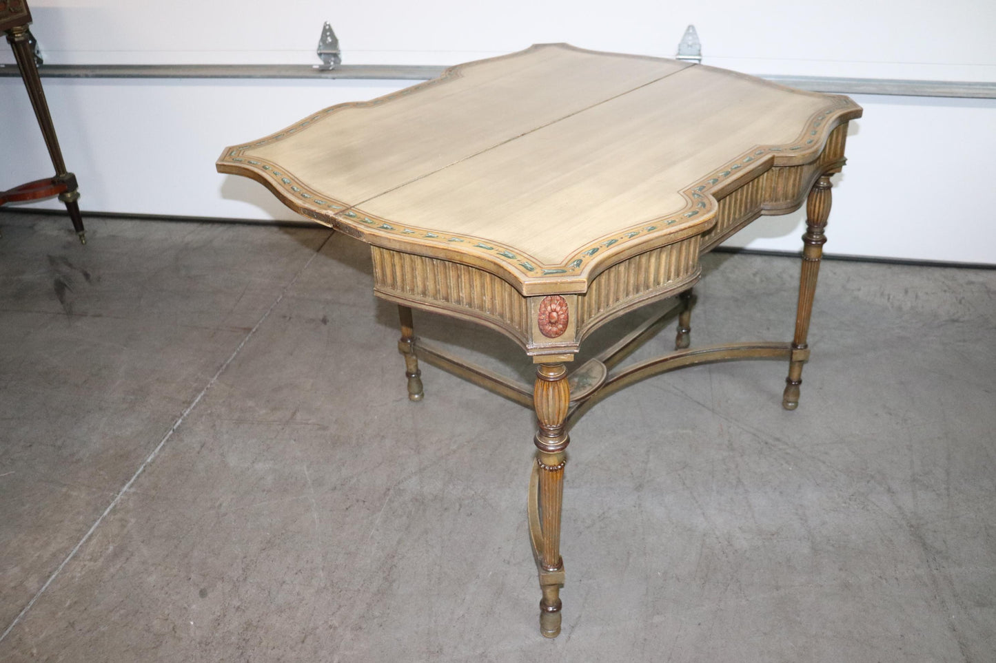 Adams Paint Decorated English Foliding Card Console Table, Circa 1890