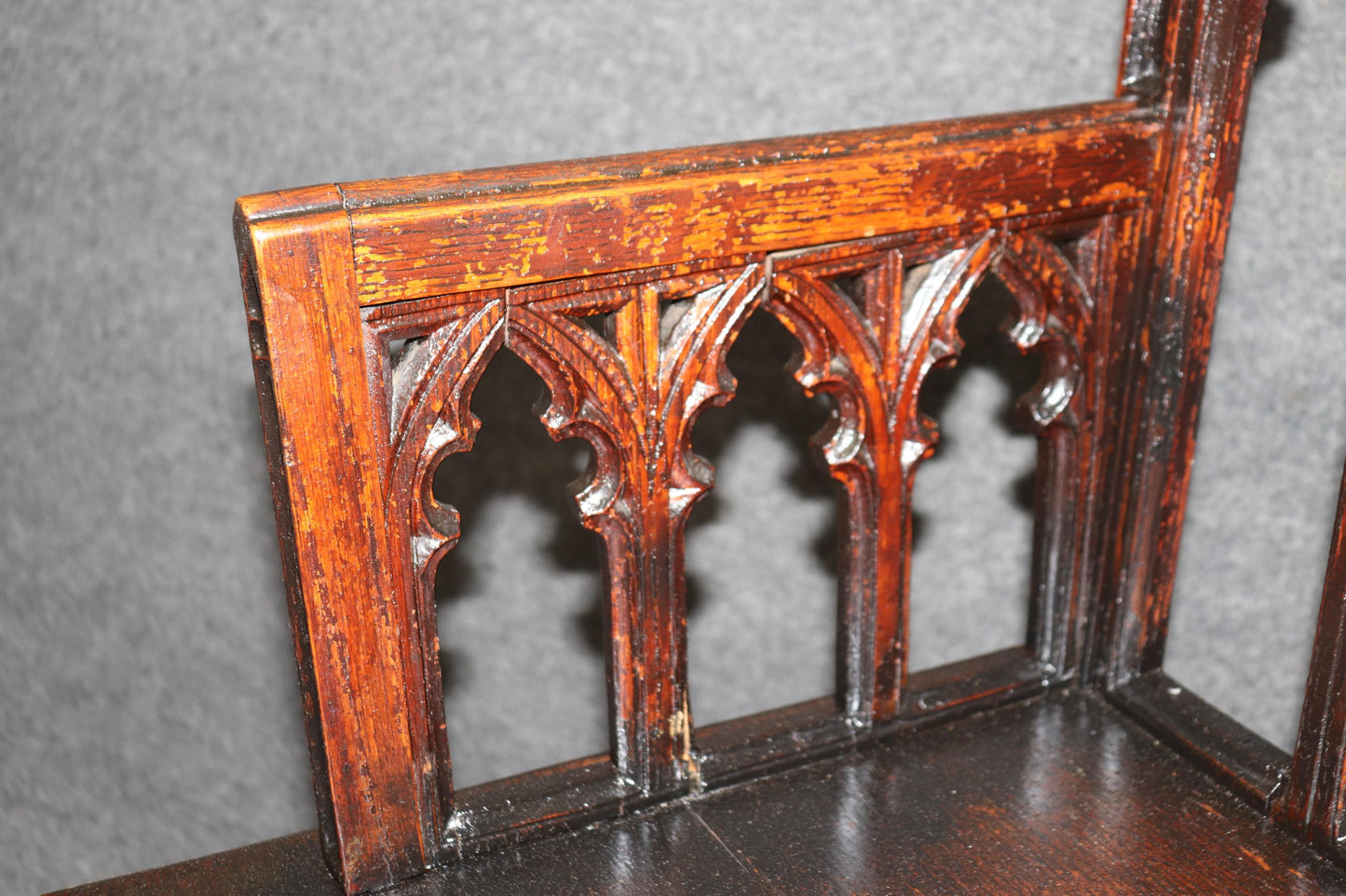 Rare Unique English Oak Gothic Victorian Settee Settle Bench Circa 1890