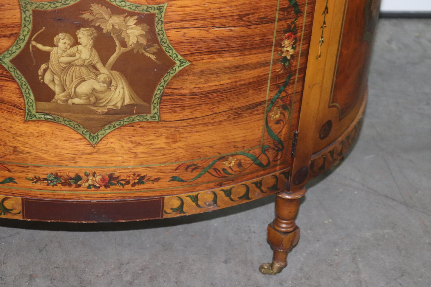 Adams Paint Decorated Walnut 1920s English Buffet Sideboard