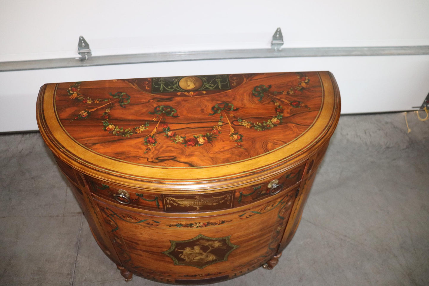 Adams Paint Decorated Walnut 1920s English Buffet Sideboard