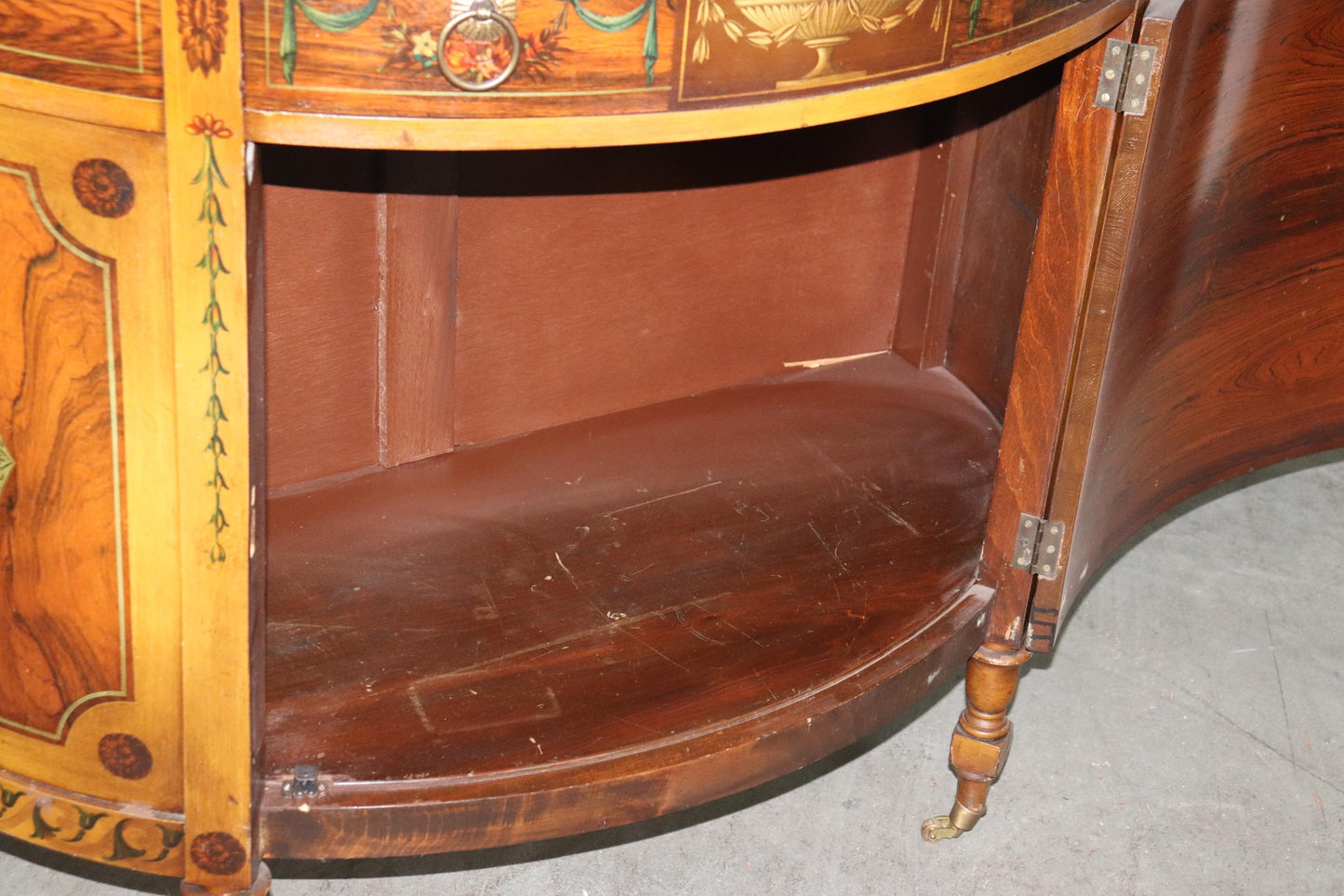 Adams Paint Decorated Walnut 1920s English Buffet Sideboard