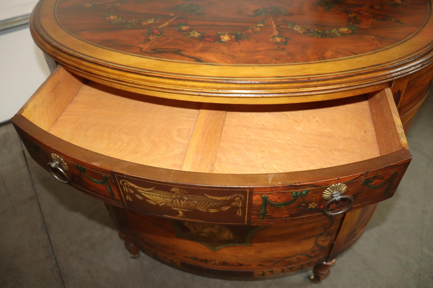 Adams Paint Decorated Walnut 1920s English Buffet Sideboard