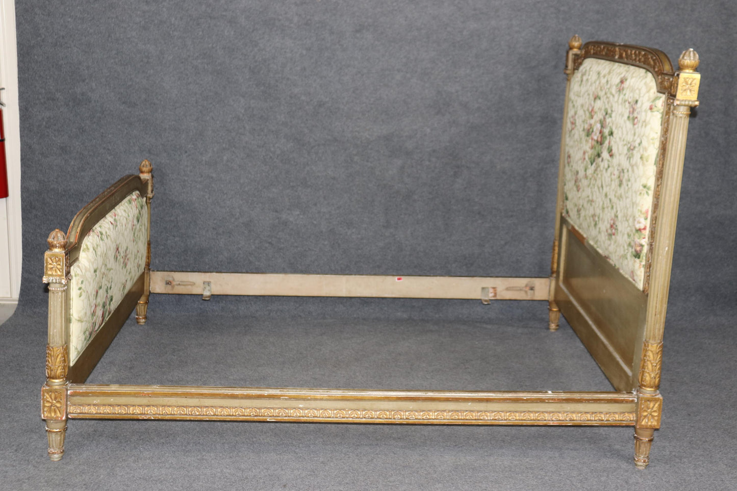 Fantastic Genuine Gilt French Louis XVI Tall Upholstered Full Double Size Bed