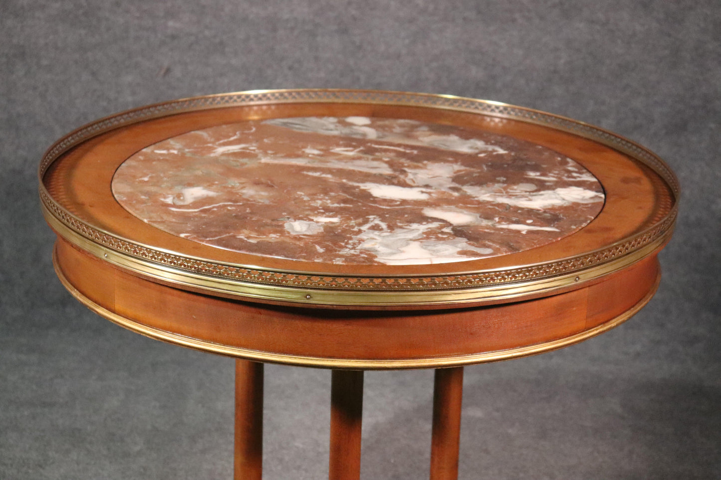 Russian Baltic Brass Bound Marble Top Empire Style Center Occasional Table