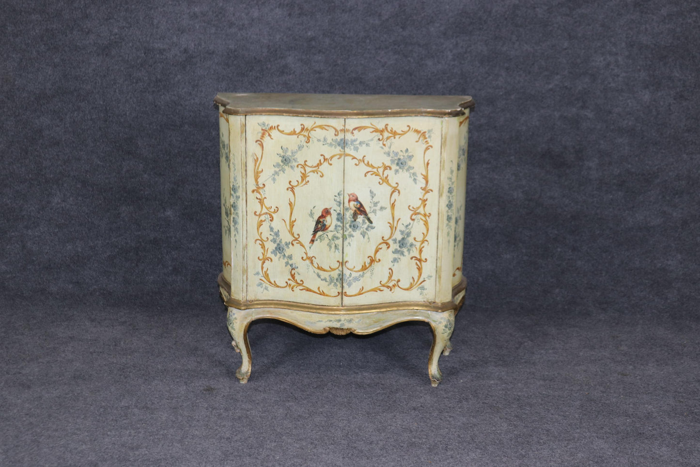 Fantastic Venetian Paint Decorated Commode cabinet with Painted Birds