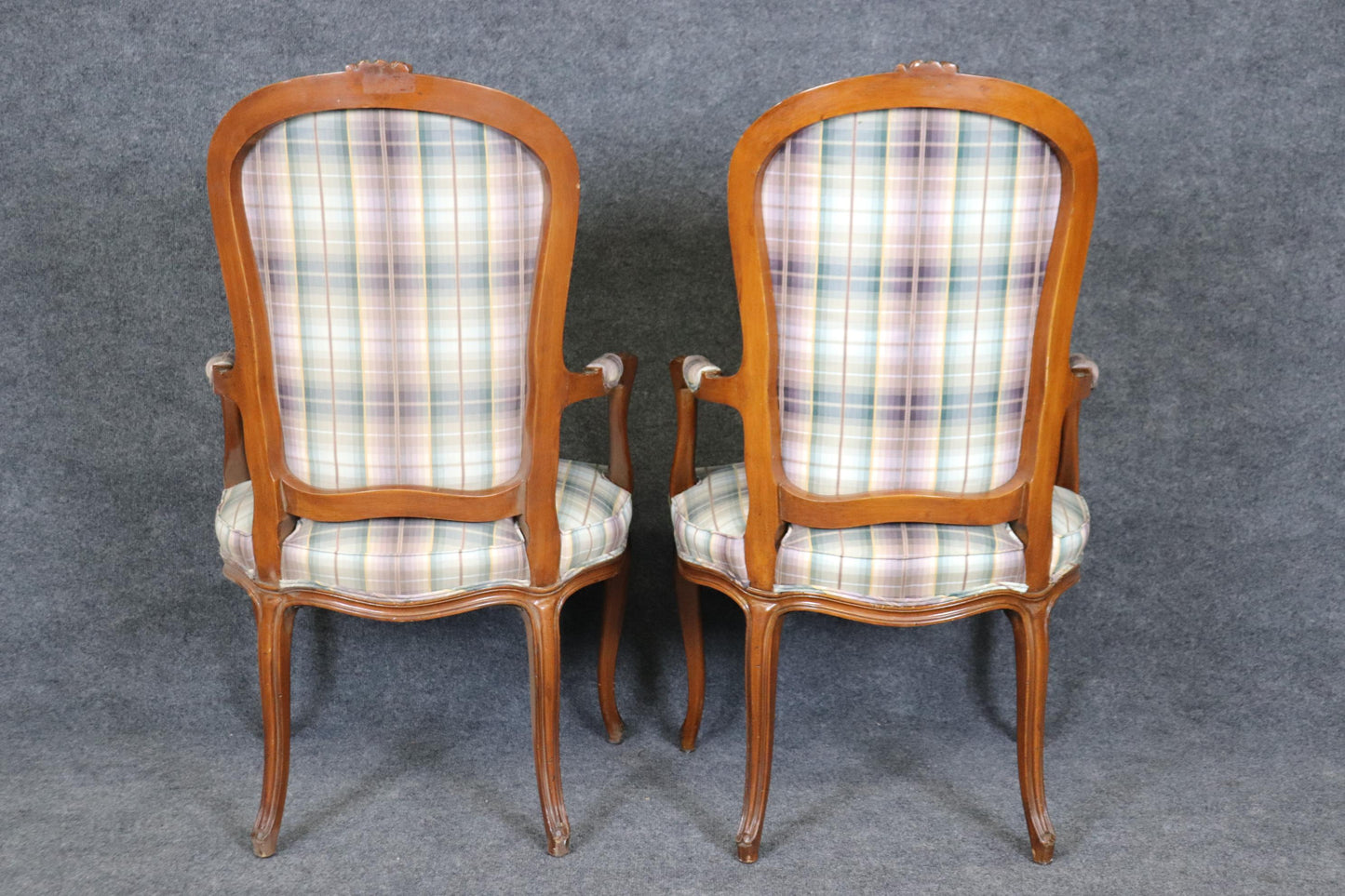 Set of 8 Walnut Louis XVI Cane and Upholstery Backed Dining Chairs