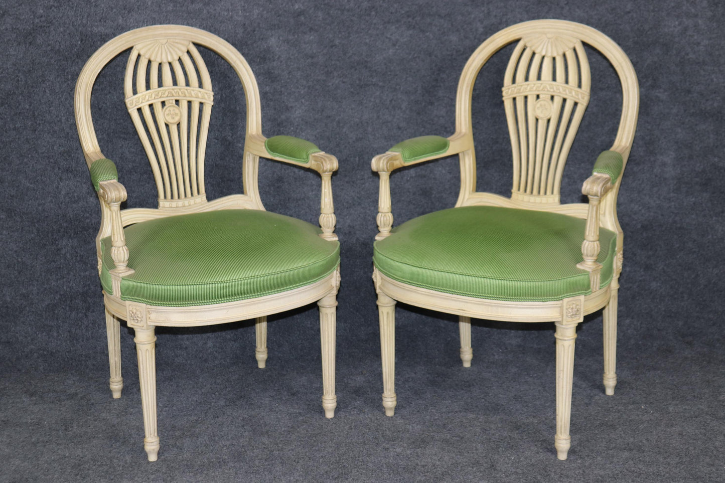 Set of 8 Magnificent Maison Jansen Attributed Balloon Back Painted Dining Chairs