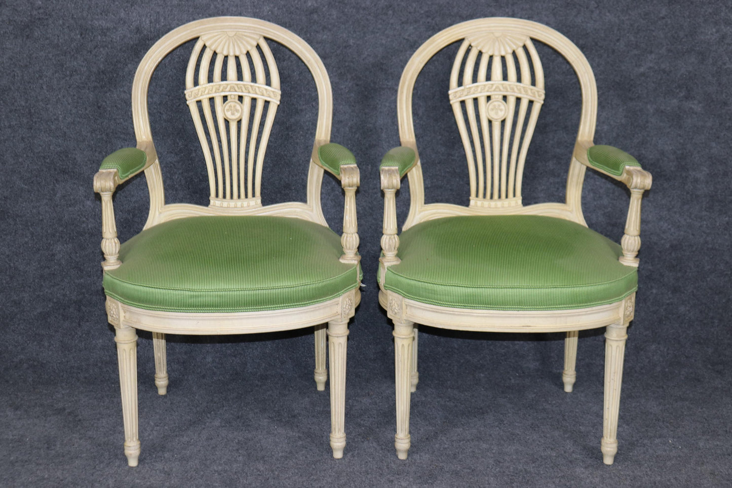 Set of 8 Magnificent Maison Jansen Attributed Balloon Back Painted Dining Chairs