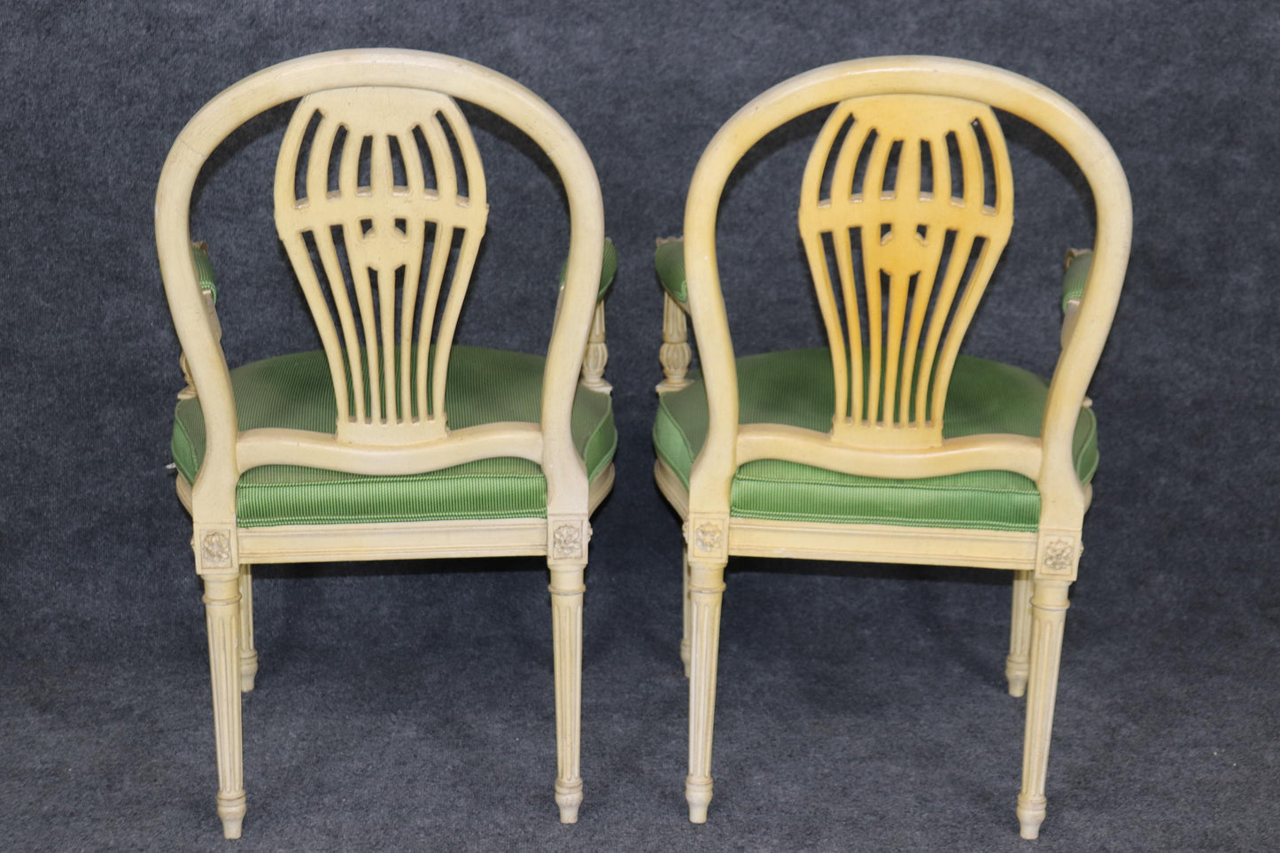 Set of 8 Magnificent Maison Jansen Attributed Balloon Back Painted Dining Chairs