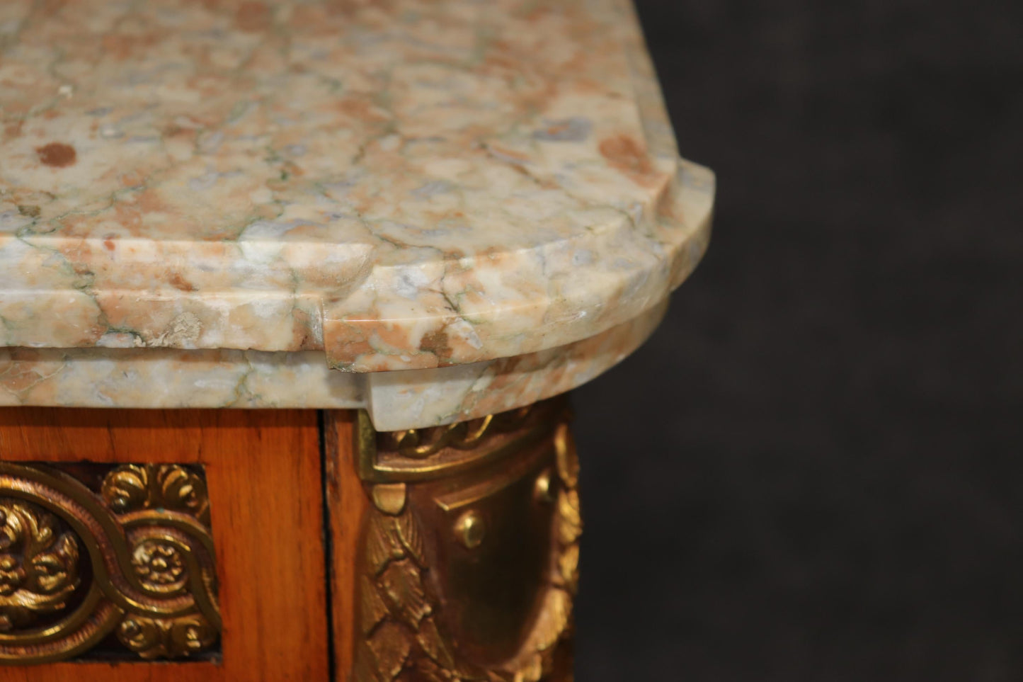 Fantastic Inlaid French Louis XV Double-Thick Marble Top Commode