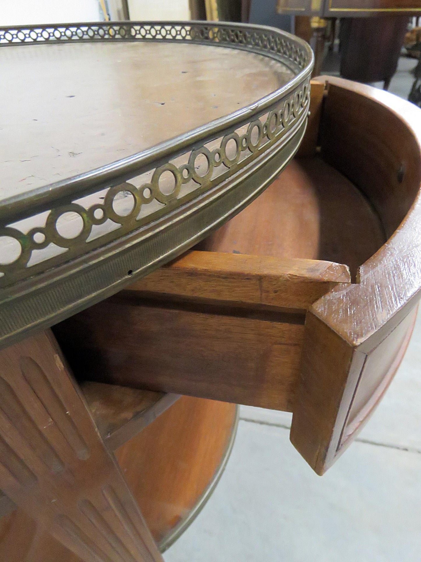 Regency Style Leather Top Bouillotte Table