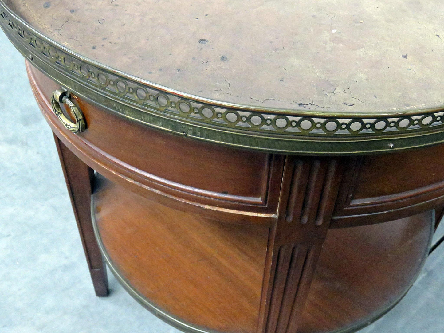 Regency Style Leather Top Bouillotte Table