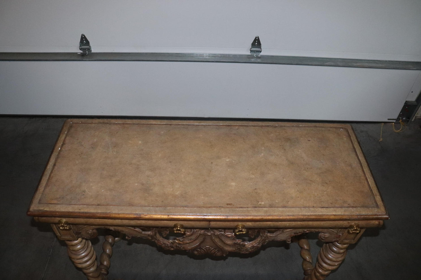 Gray Paint Decorated Barley Twist 2 Drawer Console Table