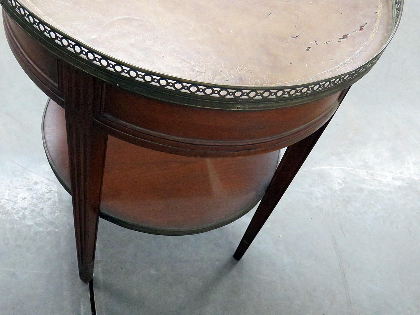 Regency Style Leather Top Bouillotte Table