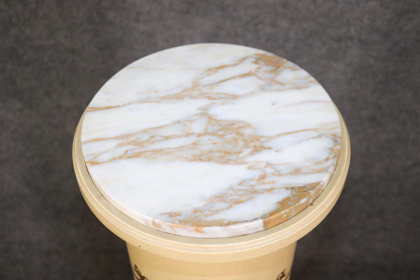 Italian Paint Decorated Stop-Fluted Pedestal with Marble Top