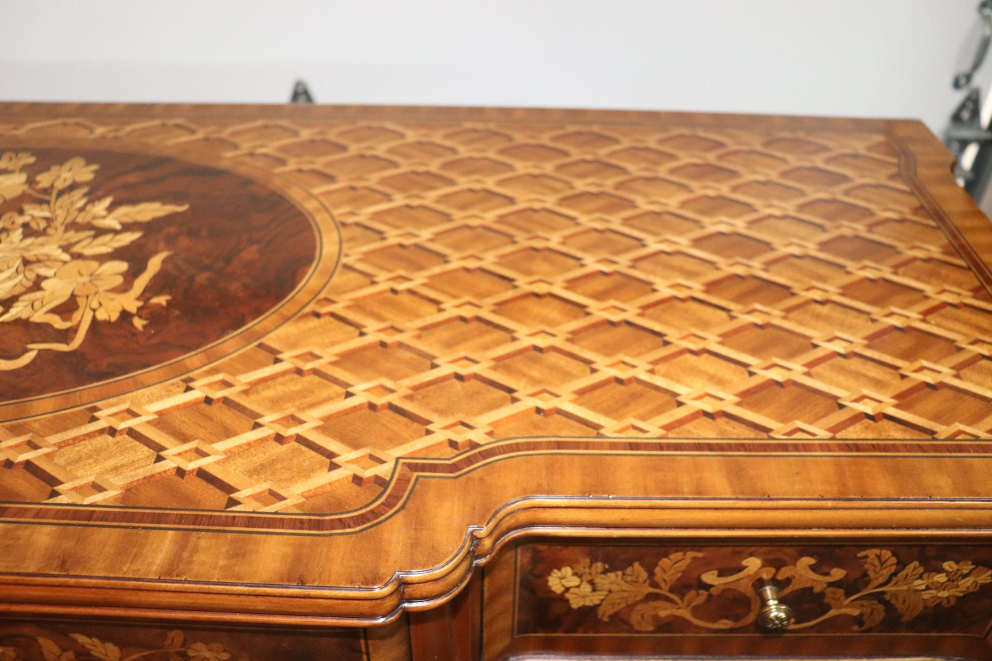 Maitland Smith Optical Illusion Inlaid French Louis XV Style Grand Commode