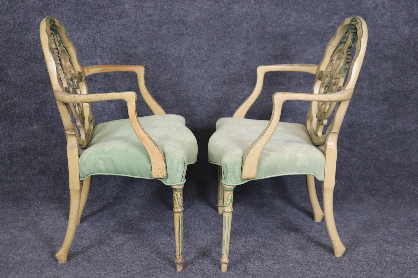 Pair of Gorgeous Adams Paint Decorated English Armchairs Circa 1930s