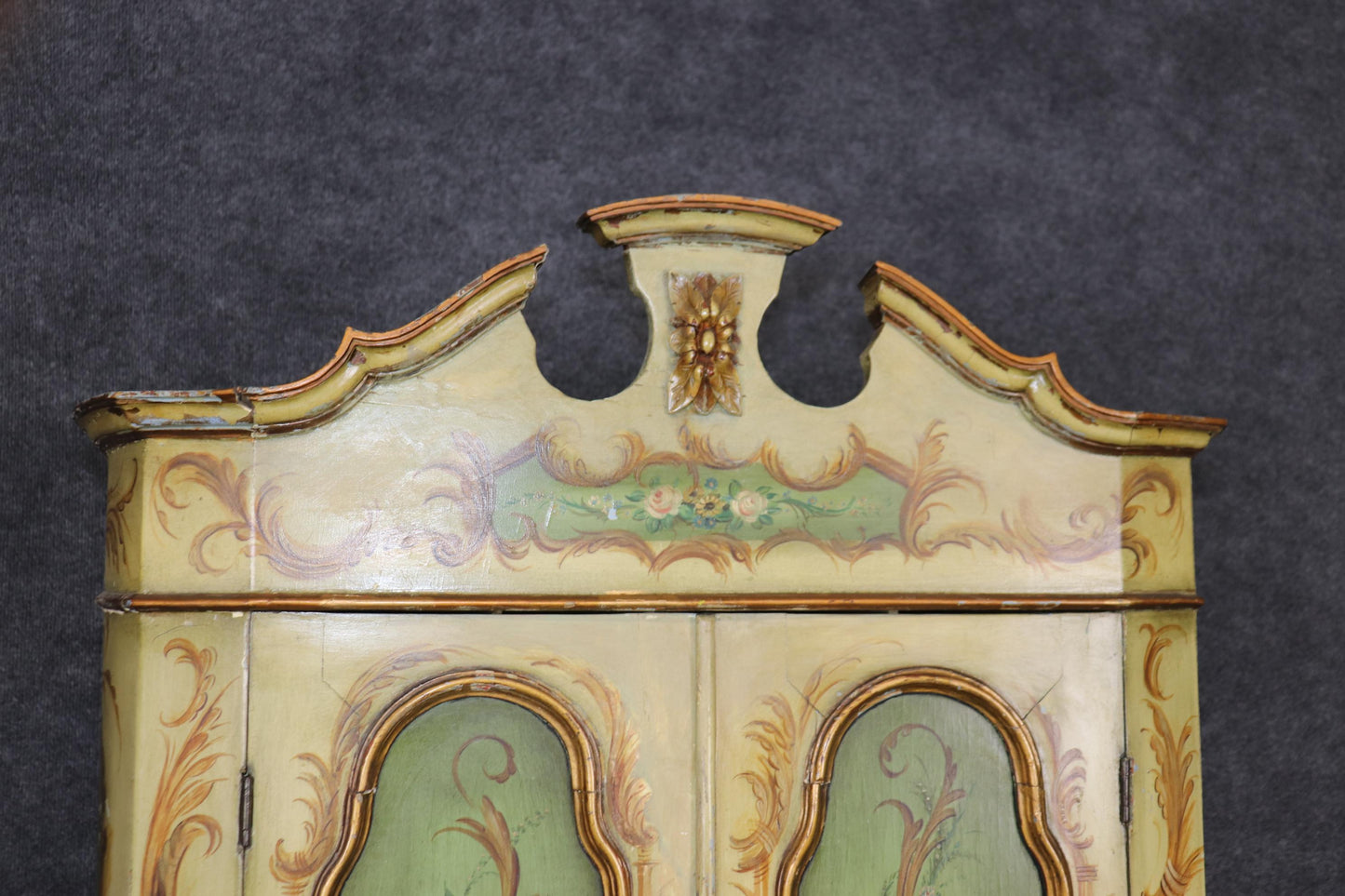 Fantastic Paint Decorated Faux Marble Interior Venetian Secretary Desk