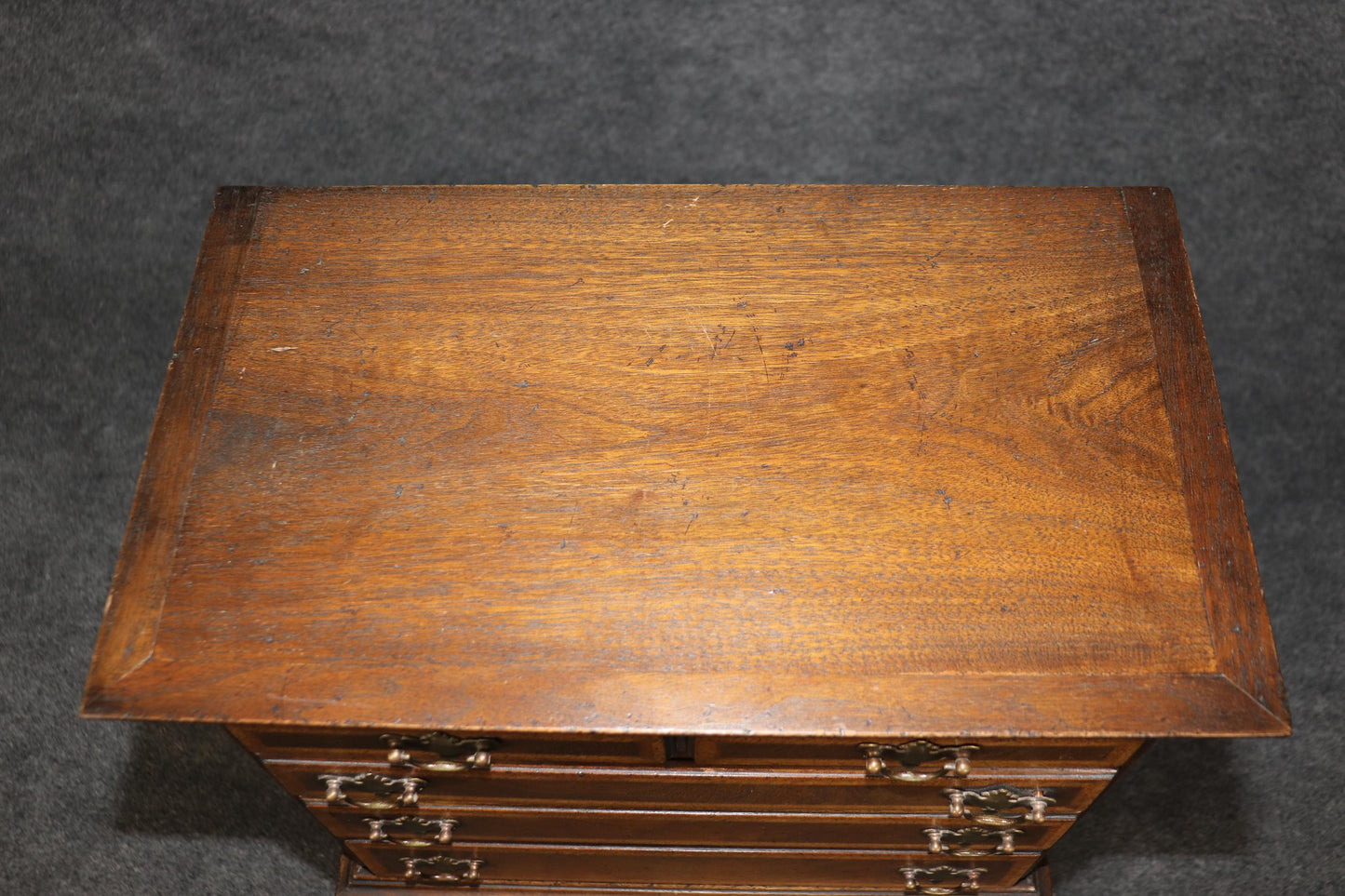 Petite Under 3 Ft Tall Queen Anne Banded Walnut Lingerie Chect or Cabinet