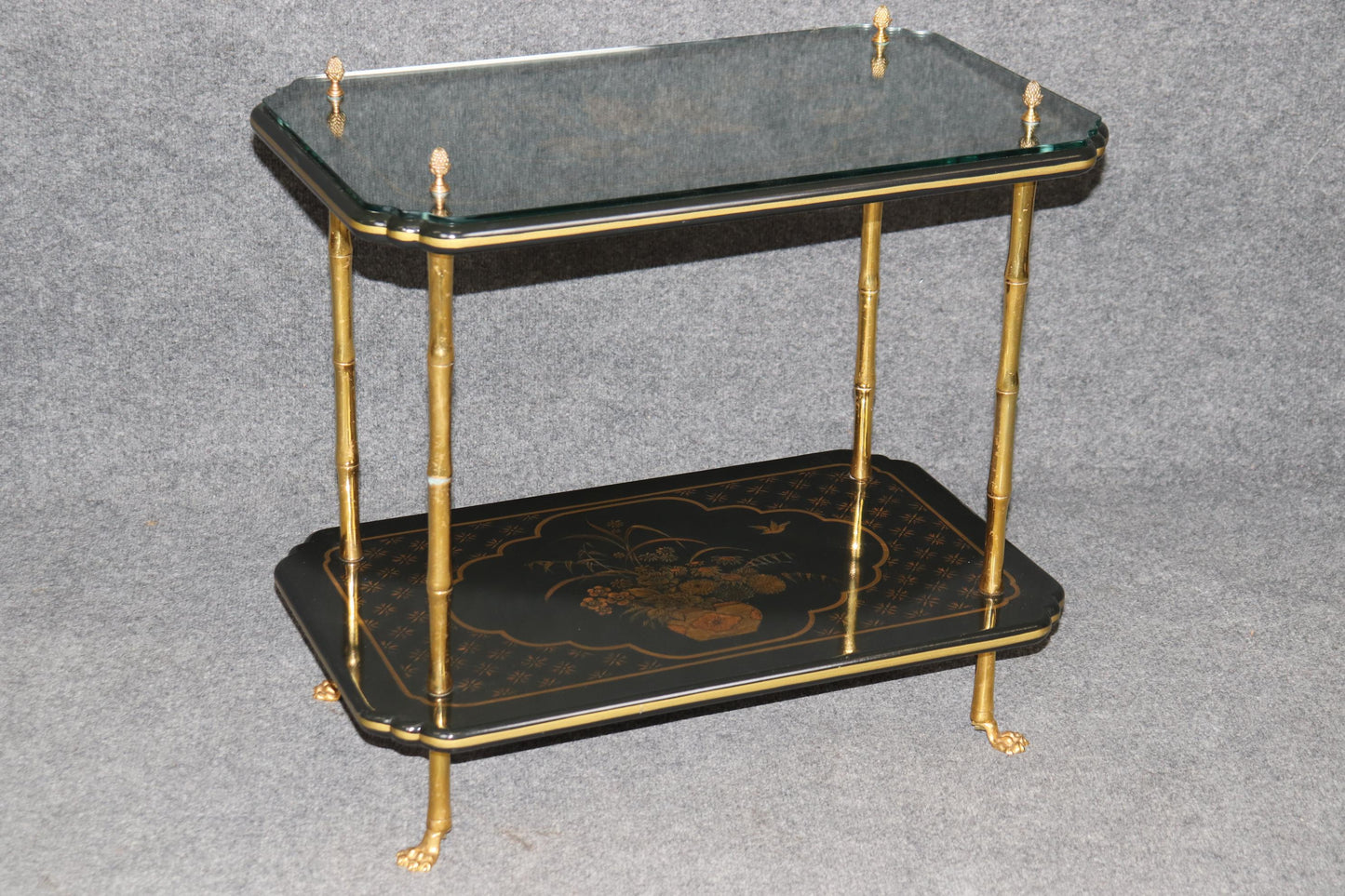 Pair of Finest Quality Maison Bagues Attributed Faux Bamboo Chinoiserie Tables