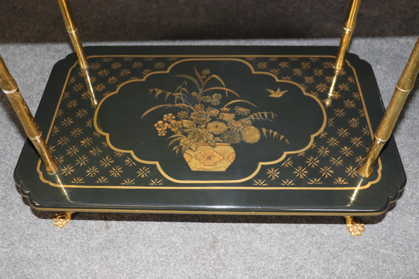 Pair of Finest Quality Maison Bagues Attributed Faux Bamboo Chinoiserie Tables