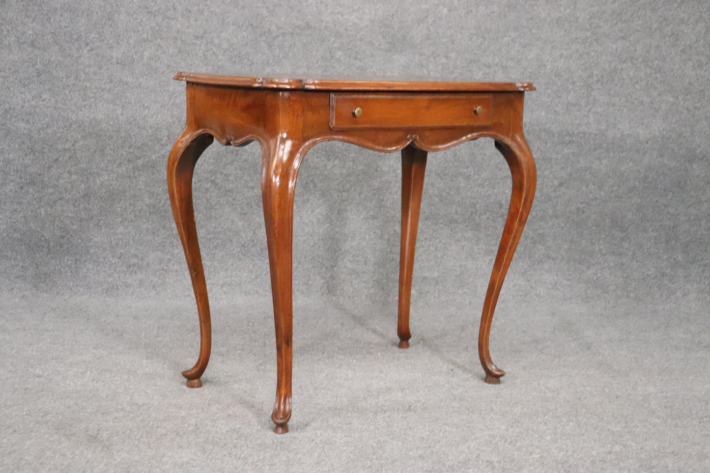 Antique French Country Louis XV Walnut Writing Desk Table, Circa 1920