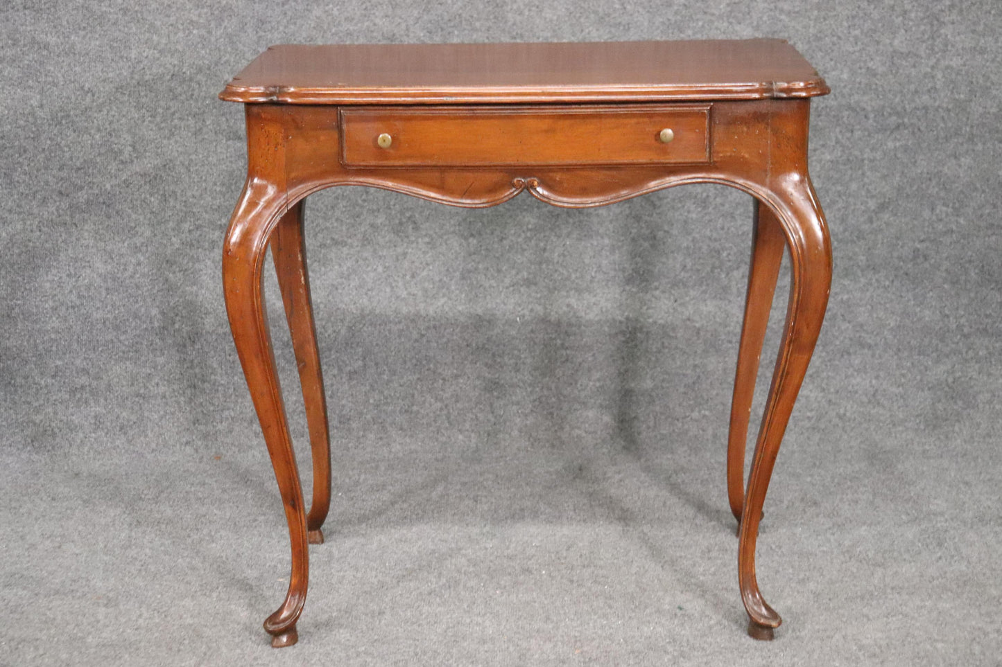 Antique French Country Louis XV Walnut Writing Desk Table, Circa 1920