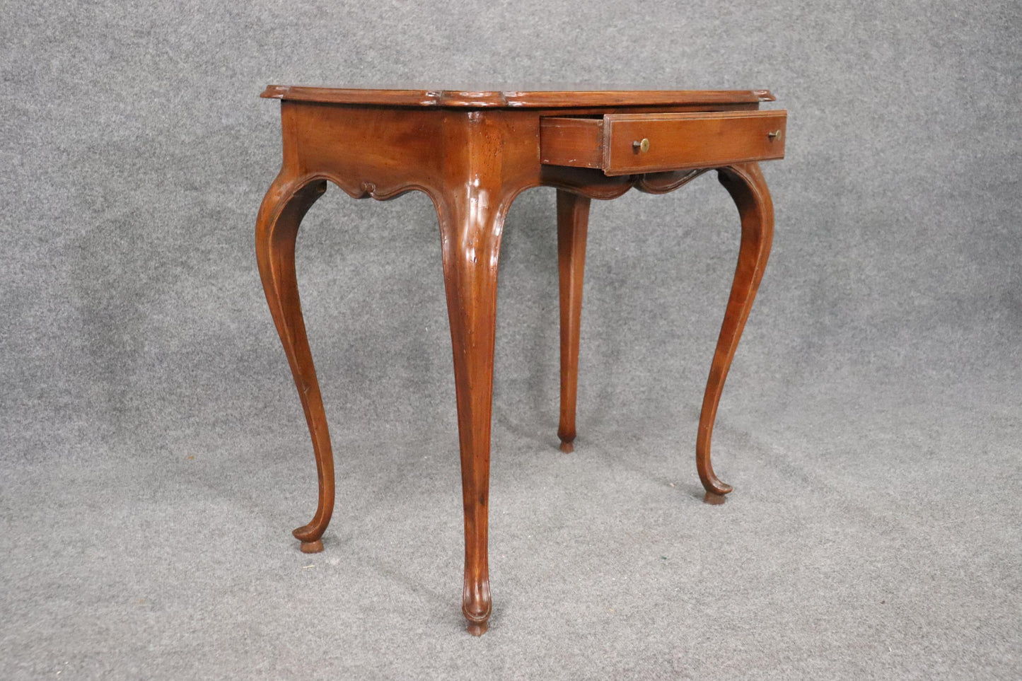 Antique French Country Louis XV Walnut Writing Desk Table, Circa 1920