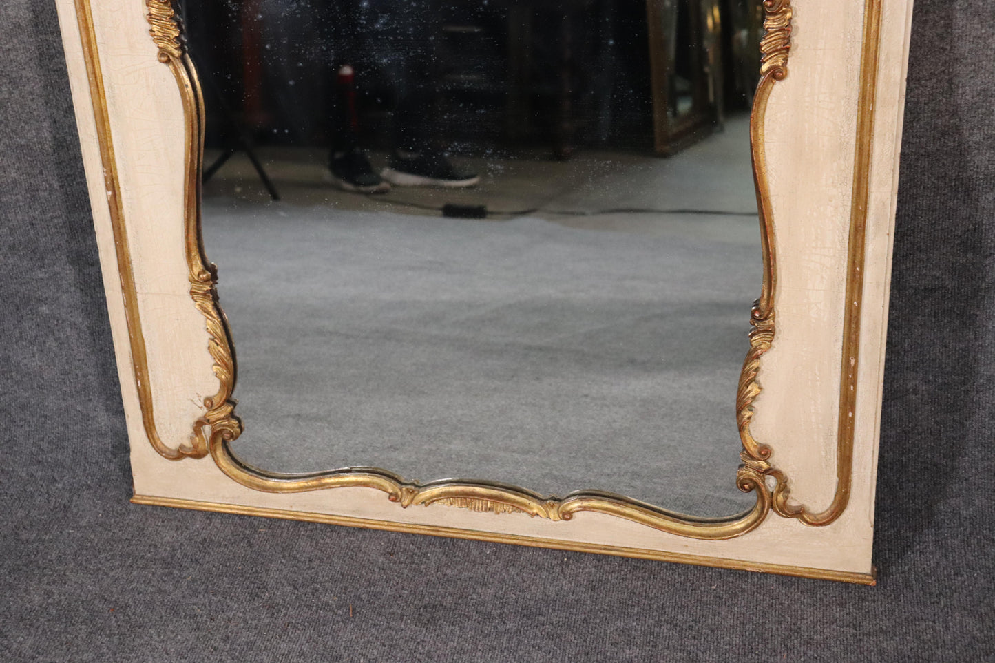 Large Crème French Gilded Trumeau Mirror Louis XV Mirror Made in Italy