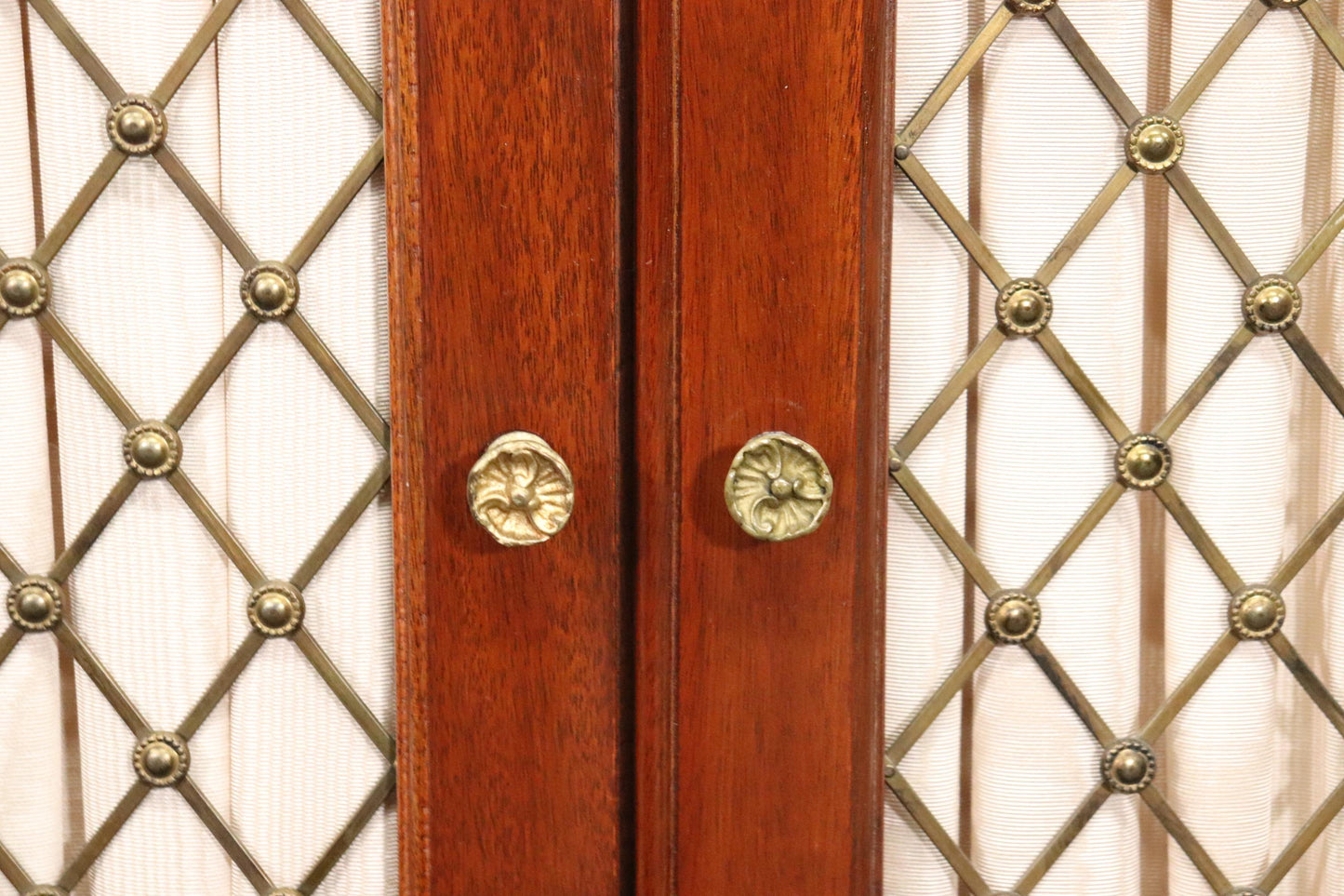 Rare Pair Brass Inlaid Mahogany English Regency Foyer Cabinets Commodes